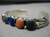 Stunning Wil Begay Vintage Native American Navajo Turquoise Gaspeite Sterling Silver Bracelet-Nativo Arts