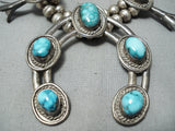 Exceptional Vintage Native American Navajo Morenci Turquoise Sterling Silver Necklace Old-Nativo Arts