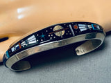 Very Intricate Outer Space Native American Navajo Turquoise Sterling Silver Bracelet-Nativo Arts
