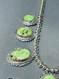 Native American Important Orvil Jack Turquoise Navajo Sterling Silver Necklace Earrings Set-Nativo Arts