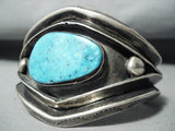 Heavy 120 Gram Vintage Native American Navajo Deep Turquoise Sterling Silver Bracelet-Nativo Arts