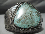 One Of Biggest Best Vintage Native American Navajo Green Turquoise Sterling Silver Bracelet-Nativo Arts