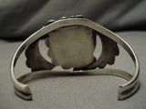 Striking Vintage Native American Navajo Green Turquoise Sterling Silver Bracelet Cuff Old-Nativo Arts