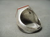 Best Important Zuni Harlan Coonsis Coral Sterling Silver Native American Ring-Nativo Arts