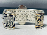 One Of The Most Detailed Ever Native American Navajo Royston Turquoise Sterling Silver Bracelet-Nativo Arts