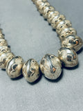 Rare Signed Vintage Native American Navajo Hand Hammered Sterling Silver Necklace-Nativo Arts
