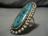 Magnificent Vintage Native American Navajo Blue Gem Turquoise Sterling Silver Ring Old-Nativo Arts