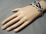 One Of The Best Vintage Native American Zuni Turquoise Kachina Sterling Silver Bracelet-Nativo Arts