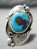 Incredible Vintage Native American Navajo Bisbee Turquoise Sterling Silver Ring Old-Nativo Arts