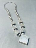 Very Rare Cubed Sterling Silver Vintage Native American Navajo Turquoise Necklace-Nativo Arts