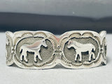 Very Intricate Work Native American Navajo Sterling Silver Horse Bracelet-Nativo Arts