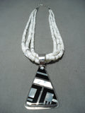 Native American Rare Santo Domingo Black & White Sterling Silver Necklace-Nativo Arts