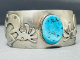Double Dancing Kokopelli Vintage Native American Navajo Turquoise Sterling Silver Bracelet-Nativo Arts