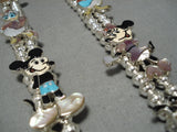 Rare Native American Zuni Native Turquoise Disney Sterling Silver Squash Blossom Necklace-Nativo Arts