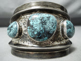 Monster Vintage Native American Navajo Blue Warrior Turquoise Sterling Silver Bracelet Old-Nativo Arts
