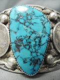 One Of Biggest Heavy Vintage Native American Navajo Morenci Turquoise Sterling Silver Bracelet-Nativo Arts