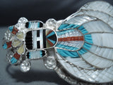Expressive Vintage Native American Zuni Turquoise Sterling Silver Bracelet Old-Nativo Arts