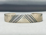 Impressive Vintage Native American Navajo Sterling Silver Handcarvings Bracelet-Nativo Arts