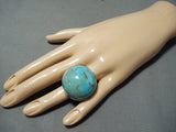 Beautiful Vintage Native American Navajo Turquoise Earth Dome Sterling Silver Ring-Nativo Arts