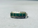 Very Early Vintage Native American Zuni 5 Cerrillos Turquoise Sterling Silver Ring-Nativo Arts