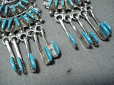 Exquisite Zuni Turquoise Needlepoint Sterling Silver Earrings Native American-Nativo Arts