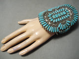 Biggest Best Vintage Native American Navajo #8 Turquoise Sterling Silver Bracelet Old-Nativo Arts