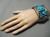 Colossal Vintage Native American Navajo 5 Sleeping Beauty Turquoise Sterling Silver Bracelet-Nativo Arts