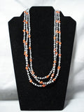 Native American Wrap Around Twice Santo Domingo Coral Sterling Silver Long Necklace-Nativo Arts