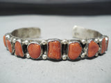 Expressive Navajo Coral Sterling Silver Bracelet Native American-Nativo Arts