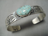 Fabulous Vintage Native American Navajo Pilot Mountain Turquoise Sterling Silver Bracelet-Nativo Arts