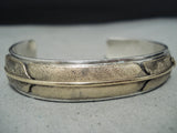 Heavy Vintage Native American Navajo Gold Sterling Silver Long Feather Bracelet-Nativo Arts