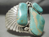 Huge Vintage Native American Navajo Royston Turquoise Bursting Sterling Silver Bracelet-Nativo Arts