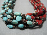 Important Famous Navajo Turquoise Coral Native American Necklace-Nativo Arts