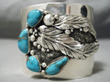 Rare Colossal Vintage Native American Navajo Old Morenci Turquoise Sterling Silver Bracelet-Nativo Arts