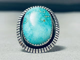 Vivid Ice Blue Vintage Native American Navajo Turquoise Sterling Silver Ring-Nativo Arts