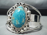 Incredible Nez Native American Navajo Kingman Turquoise Sterling Silver Bracelet-Nativo Arts