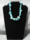 Chunky Dunky Vintage Native American Navajo Carico Lake Turquoise Necklace Old-Nativo Arts