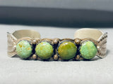 Gasp! Vintage Native American Navajo Green Turquoise Sterling Silver Concho Bracelet-Nativo Arts