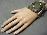 Gaint Vintage Native American Zuni Turquoise Signed Sterling Silver Turquoise Bracelet-Nativo Arts