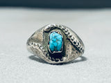 Early 1900's Vintage Native American Navajo Turquoise Coin Silver Ring-Nativo Arts