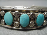 Museum Vintage Native American Navajo Carico Lake Turquoise Sterling Silver Bracelet Old-Nativo Arts