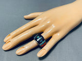 One Of The Most Intricate Ever Native American Navajo Turquoise Kachina Sterling Silver Ring-Nativo Arts
