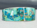 One Of The Most Unique Vintage Native American Navajo Turquoise Inlay Sterling Silver Bracelet-Nativo Arts