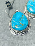 Gorgeous Vintage Native American Navajo Kingman Turquoise Sterling Silver Earrings-Nativo Arts