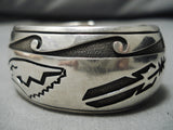 Impressive Vintage Native American Navajo Mighty Eagle Sterling Silver Bracelet Cuff-Nativo Arts