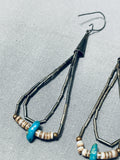 Excellent Vintage Native American Navajo Blue Gem Turquoise Sterling Silver Earrings-Nativo Arts
