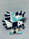 One Of The Best Vintage Native American Zuni Turquoise Eagle Sterling Silver Ring Oold-Nativo Arts