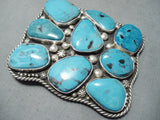 Rich Jim Navajo Native American Old Kingman Turquoise Sterling Silver Buckle-Nativo Arts