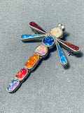Fabulous Native American Zuni Opal Colorful Sterling Silver Dragonfly Pin Pendant-Nativo Arts