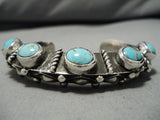 Important Heavy And Thick Vintage Native American Navajo #8 Turquoise Sterling Silver Bracelet-Nativo Arts